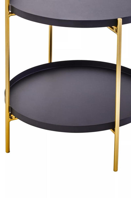 Trosa Two Tier Black and Gold Side Table