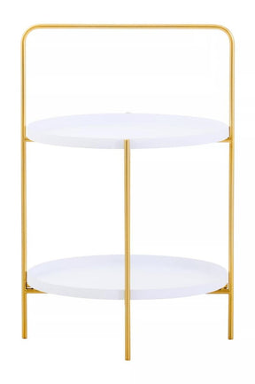 Trosa Two Tier White and Gold Side Table