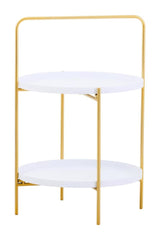 Trosa Two Tier White and Gold Side Table
