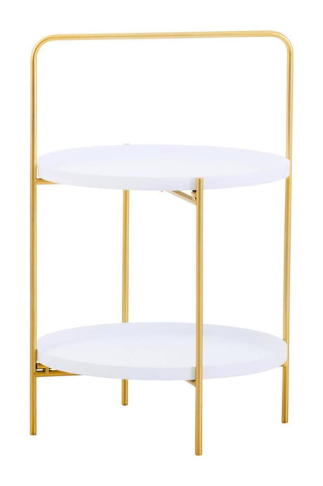 Trosa Two Tier White and Gold Side Table