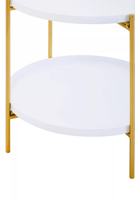 Trosa Two Tier White and Gold Side Table