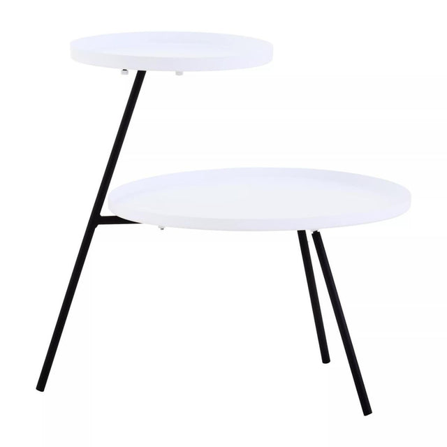 Trosa Two Shelf White and Black Side Table