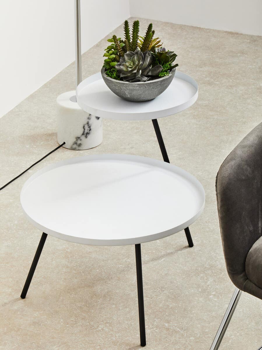 Trosa Two Shelf White and Black Side Table