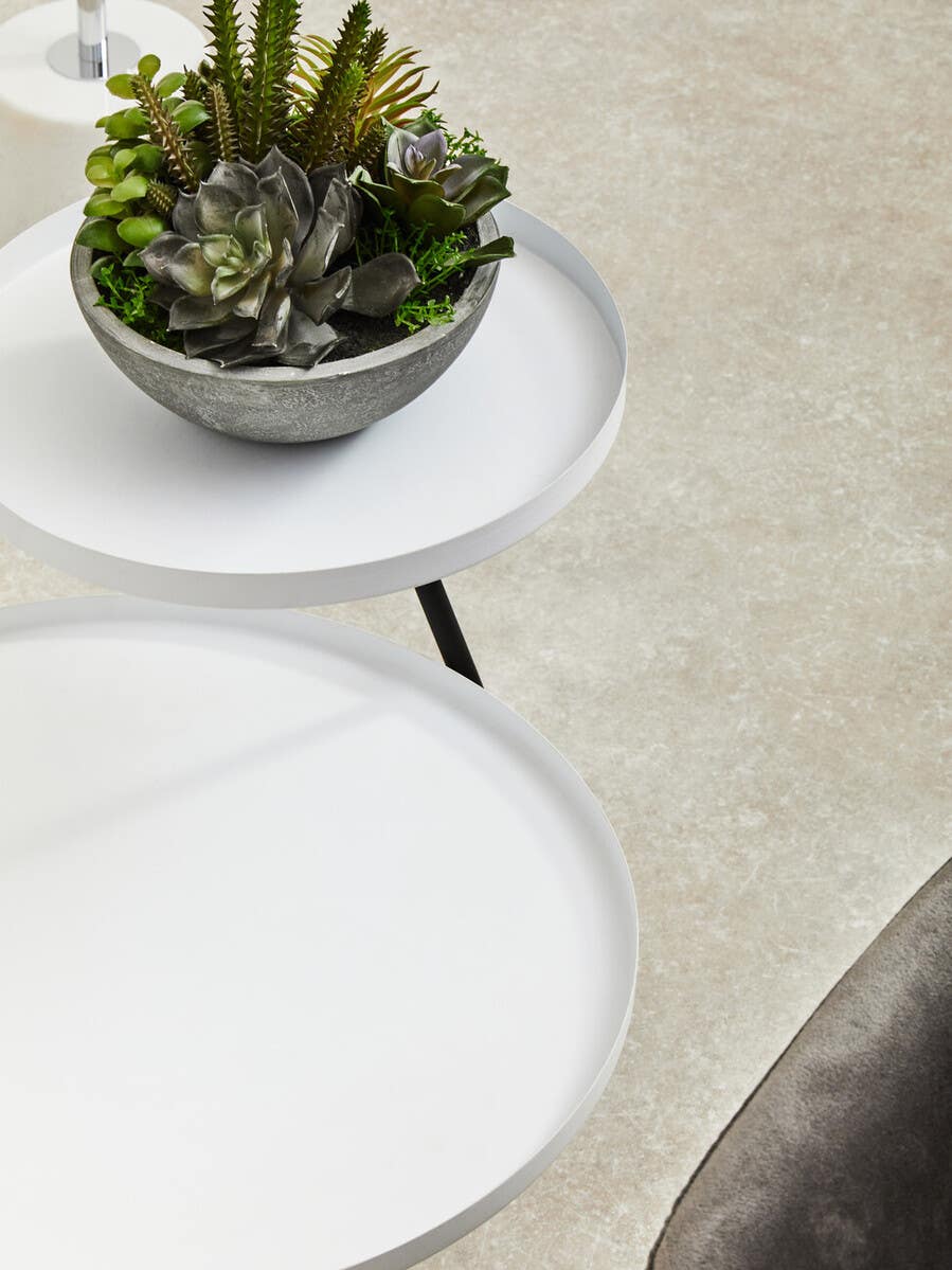 Trosa Two Shelf White and Black Side Table