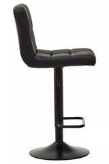Baina Black Leather Effect Quilted Bar Stool