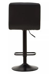 Baina Black Leather Effect Quilted Bar Stool