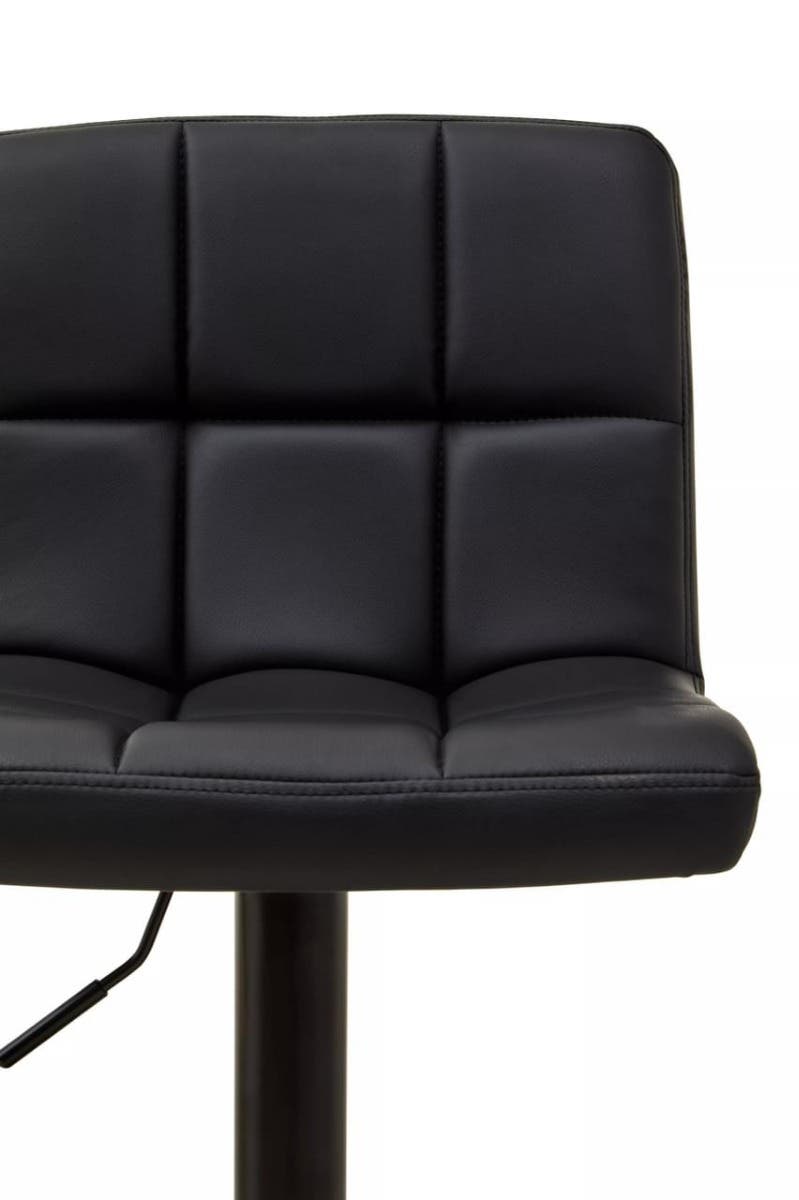 Baina Black Leather Effect Quilted Bar Stool