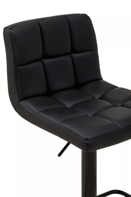 Baina Black Leather Effect Quilted Bar Stool
