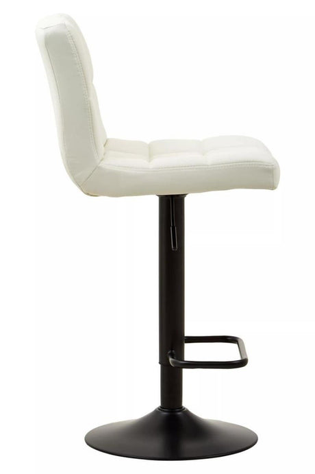 Baina White Leather Effect Quilted Bar Stool