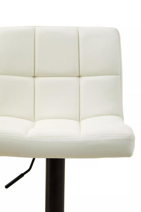Baina White Leather Effect Quilted Bar Stool