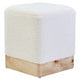 Mota Burl Wood And Cream Boucle Sqaure Stool