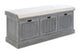 Heritage Grey Wash Three Drawer Wooden and Rattan Storage Bench with Cushion