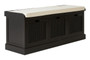 Heritage Black Three Drawer Wooden and Rattan Storage Bench with Cushion