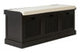 Heritage Black Three Drawer Wooden and Rattan Storage Bench with Cushion