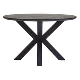 Salford Black Wood Veneer Round Dining Table With Metal Legs