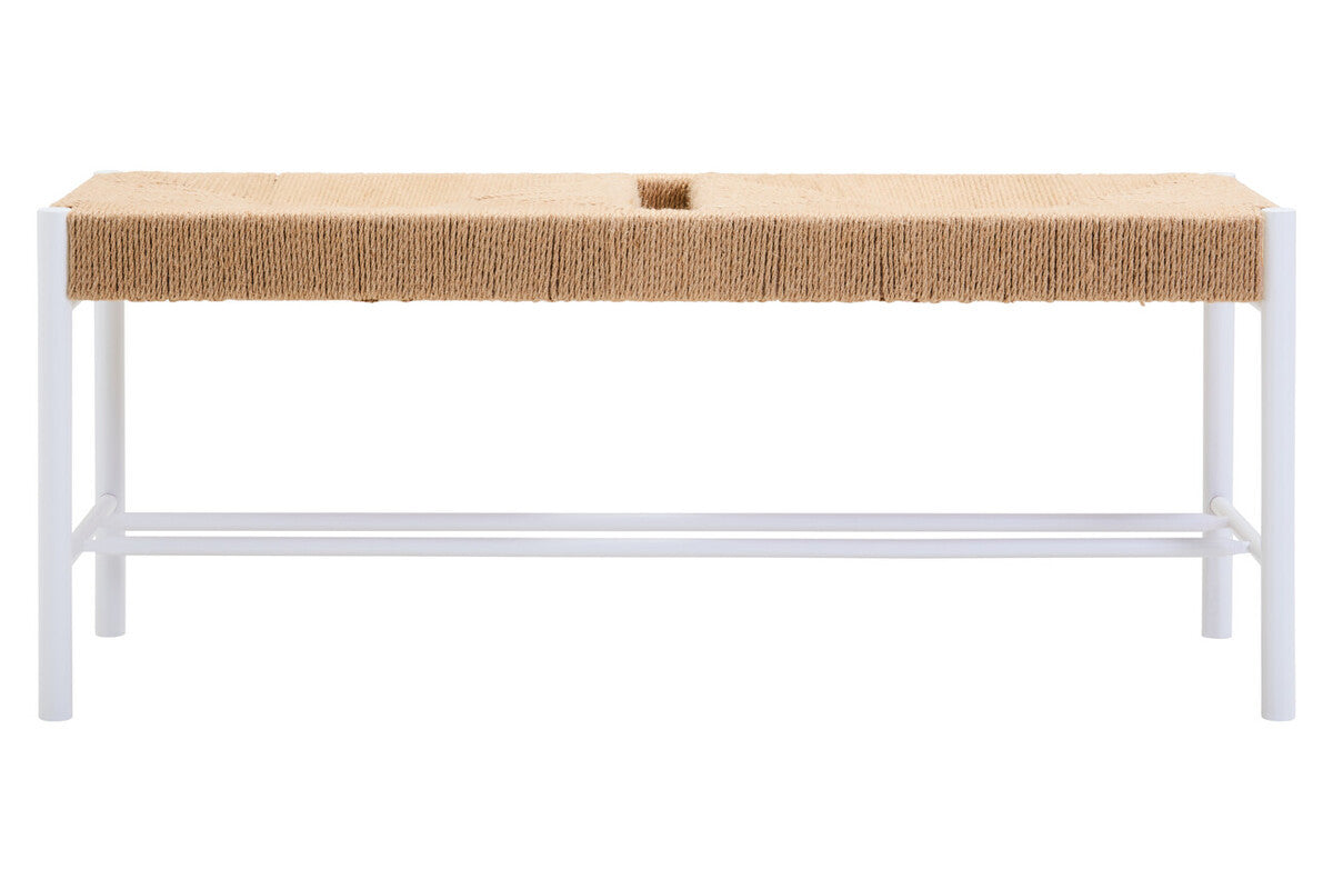 Bandar Large Natural Rope and White Wood Bench