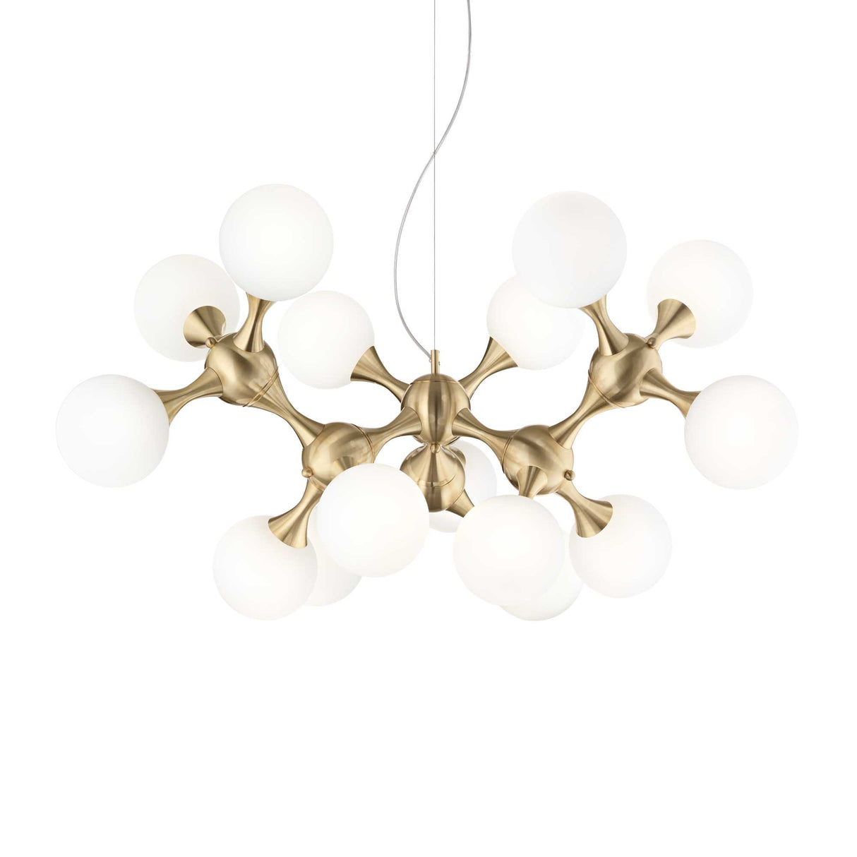 Elegant Brass Chandelier with 15 Globe Lights