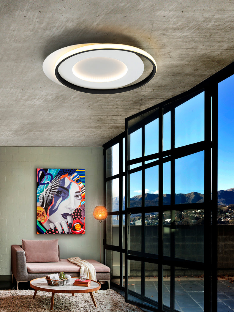 Sleek Bicolor Luminaire: Black & White Ceiling Lamp