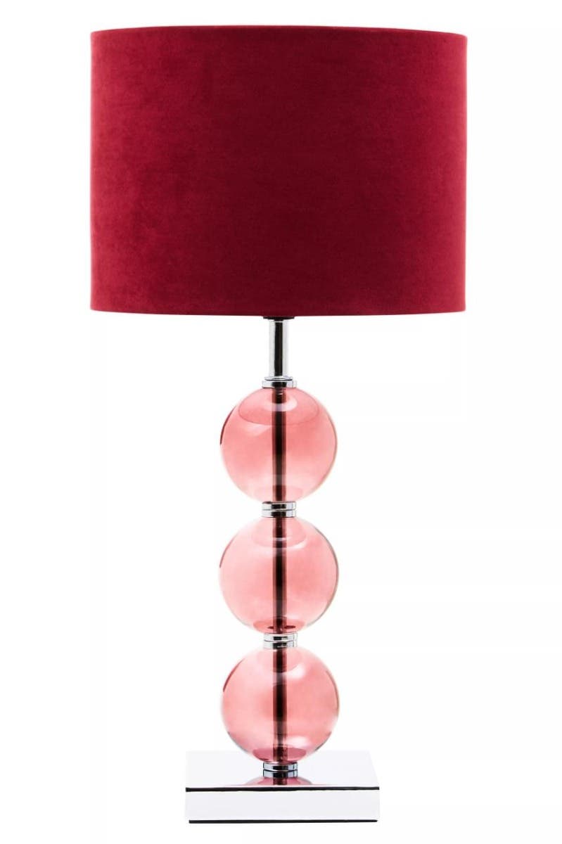 Mistro Red Suede Effect Shade Table Lamp