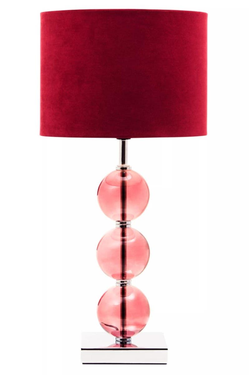 Mistro Red Suede Effect Shade Table Lamp