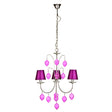 Hot Pink Glass 3 Arm Chandelier