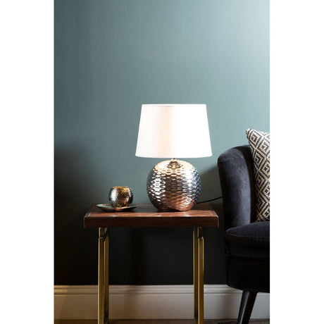 Beige Fabric Shade Dimple Effect Table Lamp