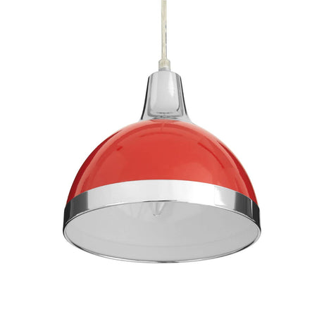 Jasper Red Shade And Chrome Pendant Light