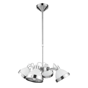 White Shade And Chrome 4 Light Pendant Light