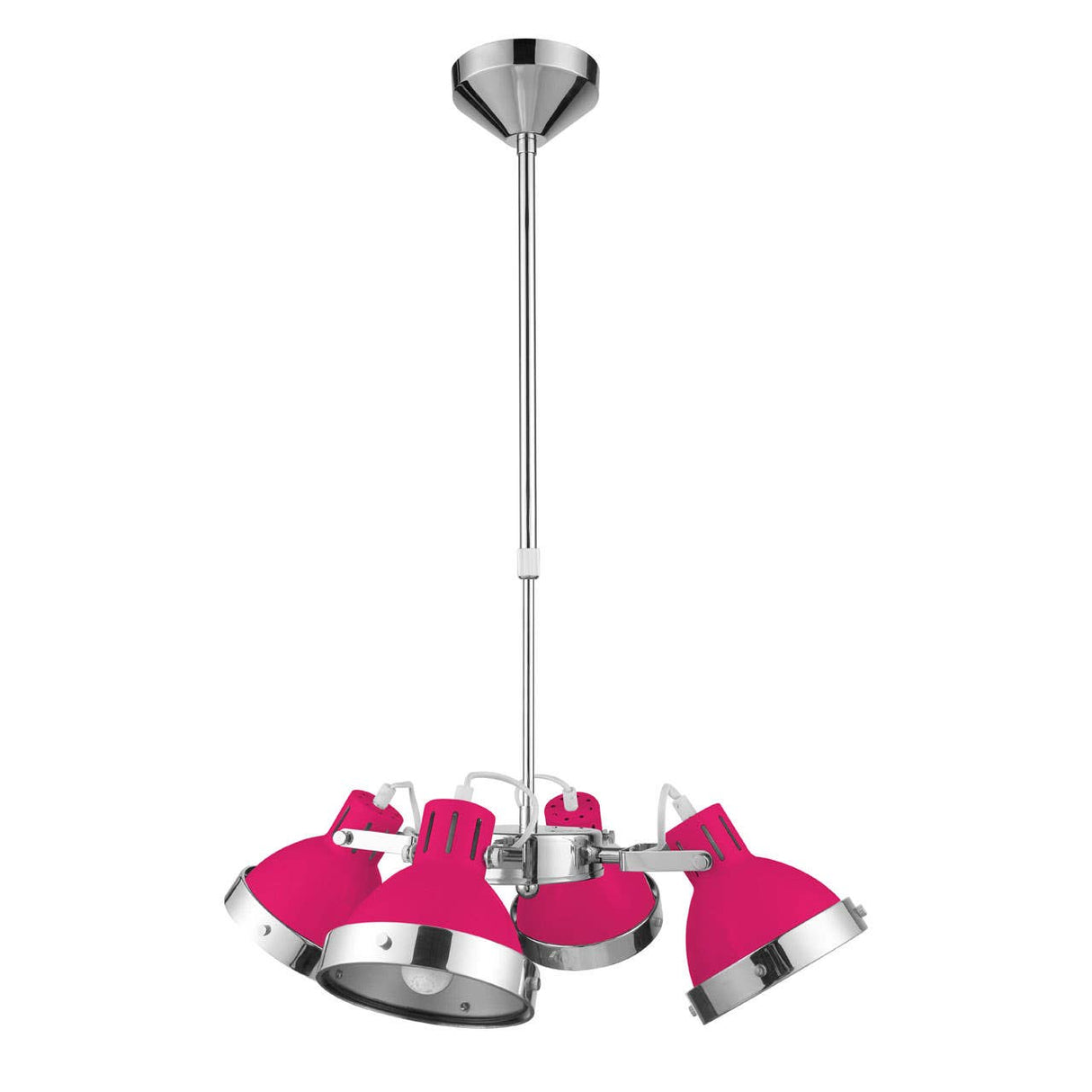 Hot Pink And Chrome 4 Shade Pendant Light