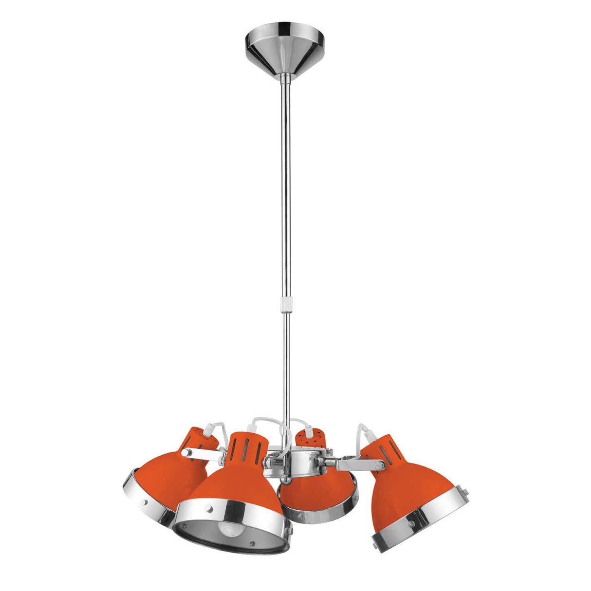 Orange Shade And Chrome 4 Shad Pendant Light