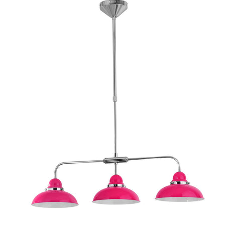 Pendant Hot Pink And Chrome 3 Light Pendant