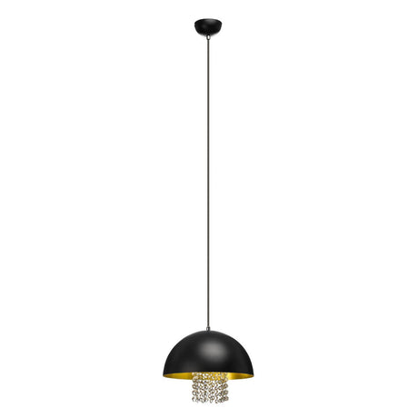 Black Metal With Crystals Pendant Light
