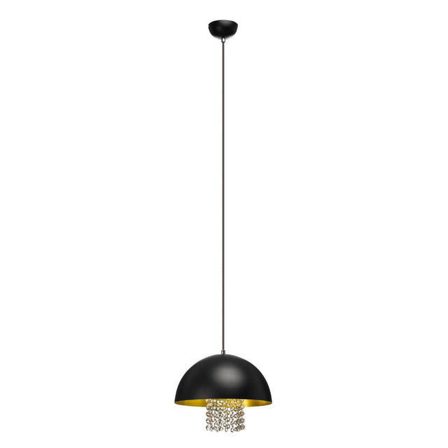 Black Metal With Crystals Pendant Light