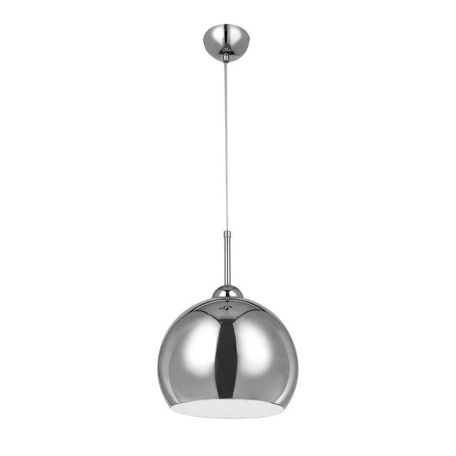 Chrome And White Inside Pendant Light