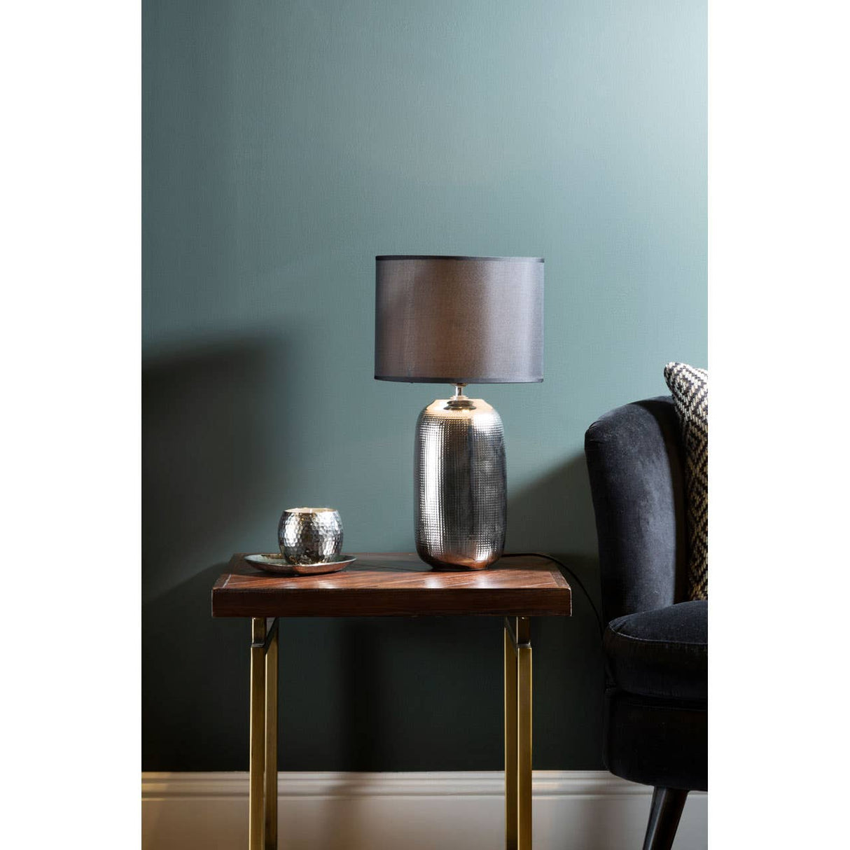 Regents Park Chrome Finish Ceramic Base Table Lamp