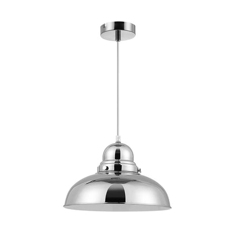 Jasper Bowl Shaped Pendant Light With Chrome Finish