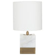 White Marble Accent Lamp With Cream Shade