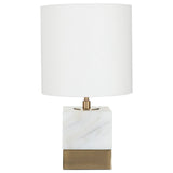 White Marble Accent Lamp With Cream Shade