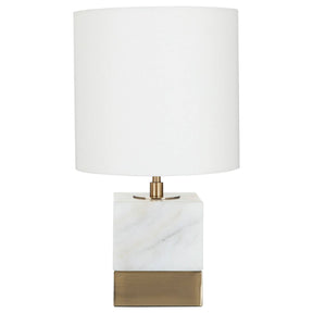 White Marble Accent Lamp With Cream Shade