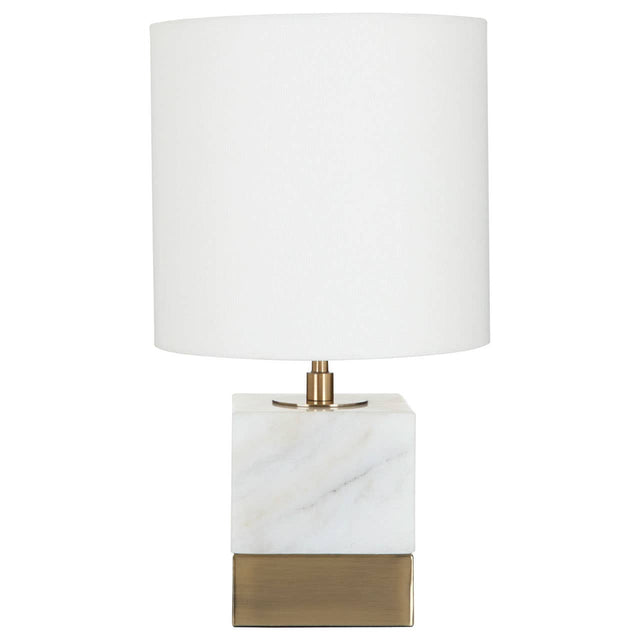 White Marble Accent Lamp With Cream Shade