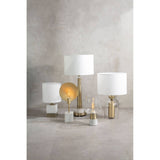 White Marble Accent Lamp With Cream Shade