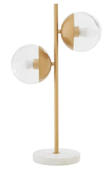 Revive Two Light Gold Finish Table Lamp with White Marble Base