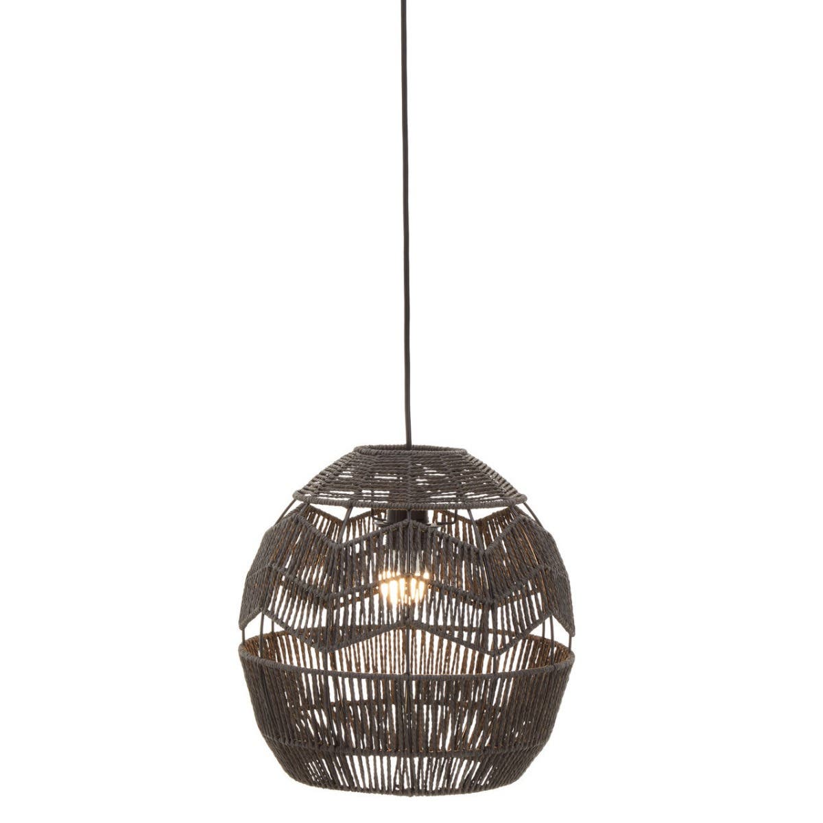 Jaya Black Paper Rope Pendant Lamp