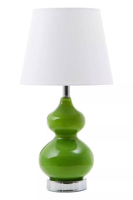 Heidy Light Green Glass Table Lamp with Chrome Base.
