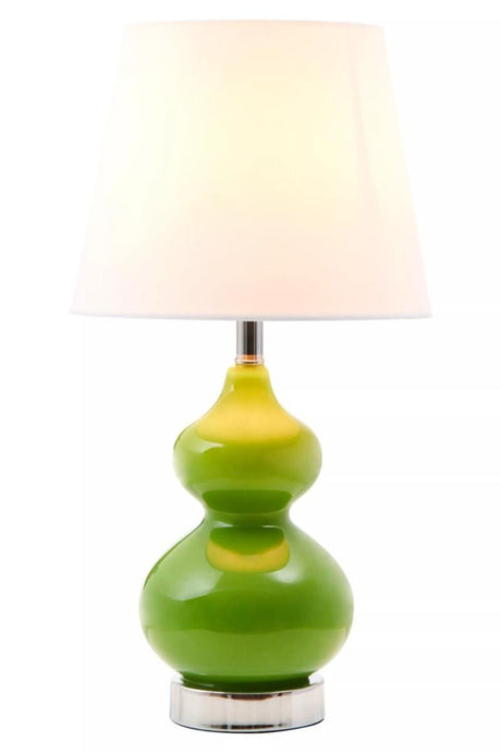 Heidy Light Green Glass Table Lamp with Chrome Base.