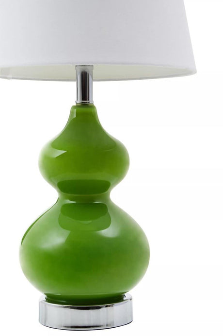 Heidy Light Green Glass Table Lamp with Chrome Base.