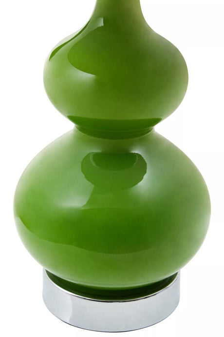 Heidy Light Green Glass Table Lamp with Chrome Base.
