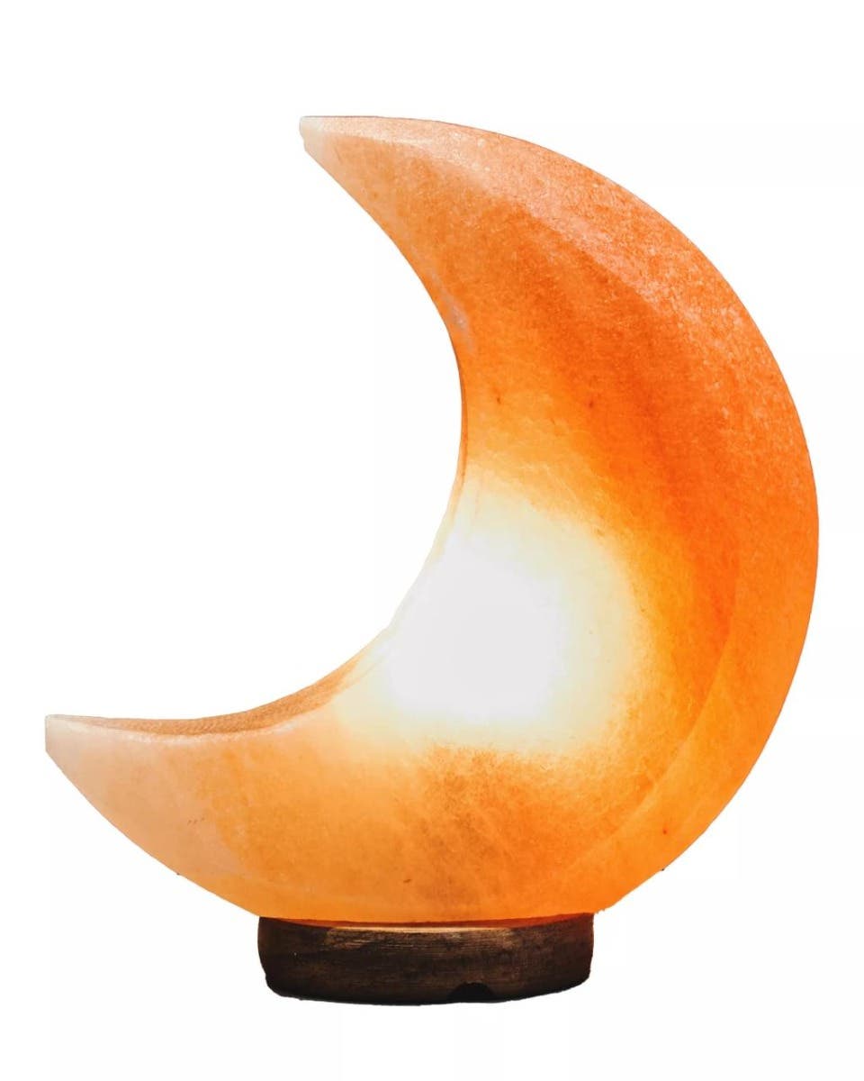 Nepal Crescent Moon Pink Natural Salt Lamp
