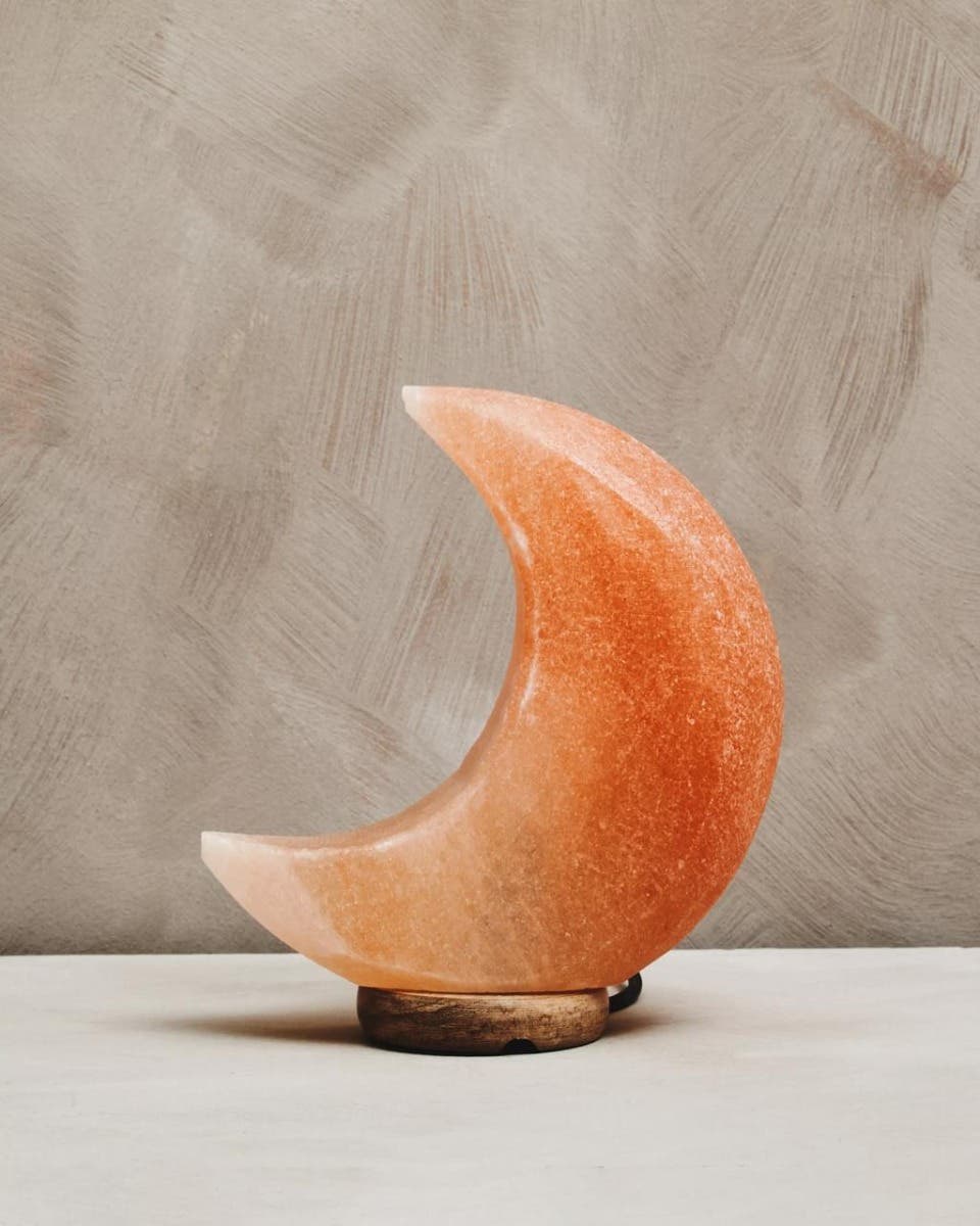 Nepal Crescent Moon Pink Natural Salt Lamp