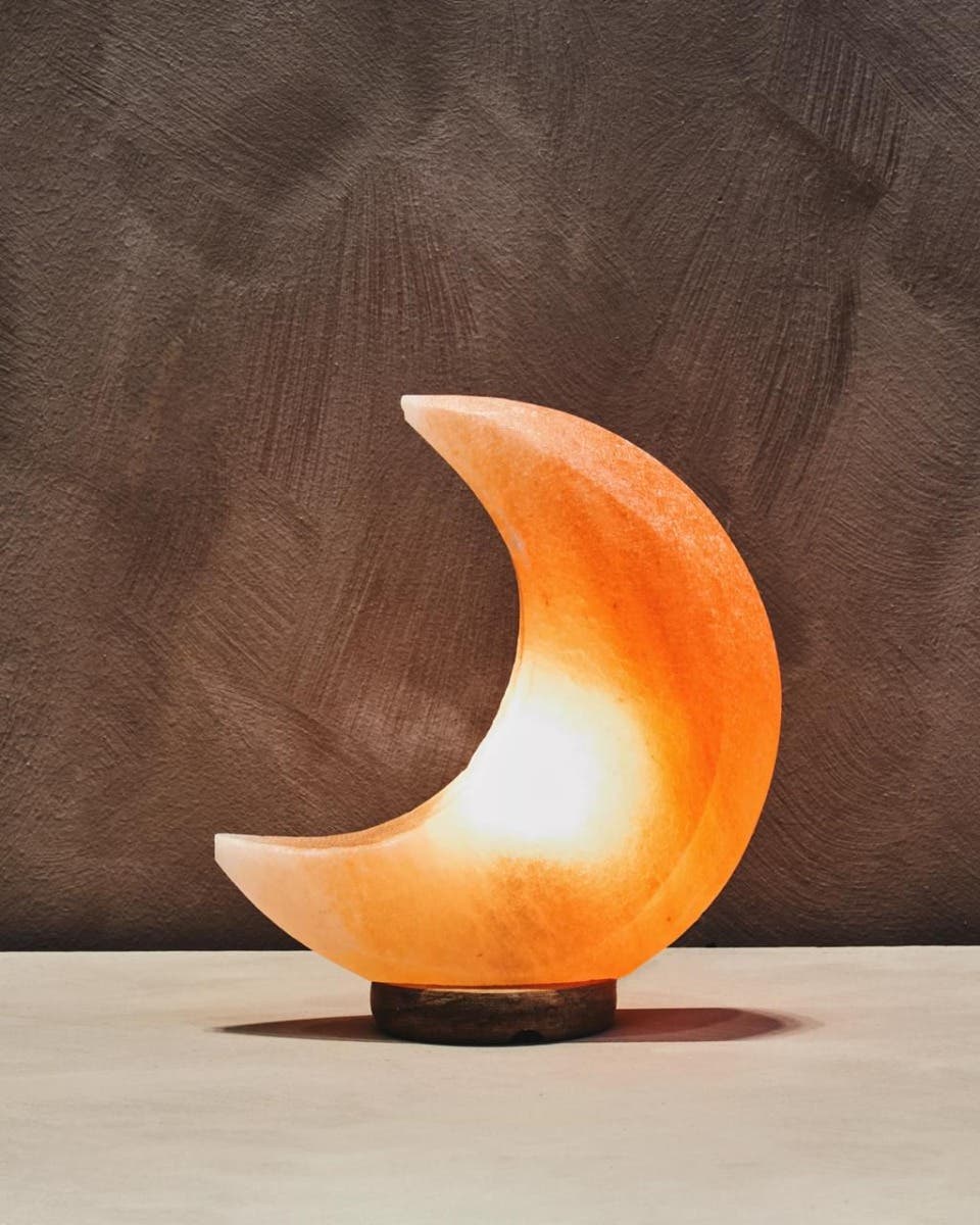 Nepal Crescent Moon Pink Natural Salt Lamp